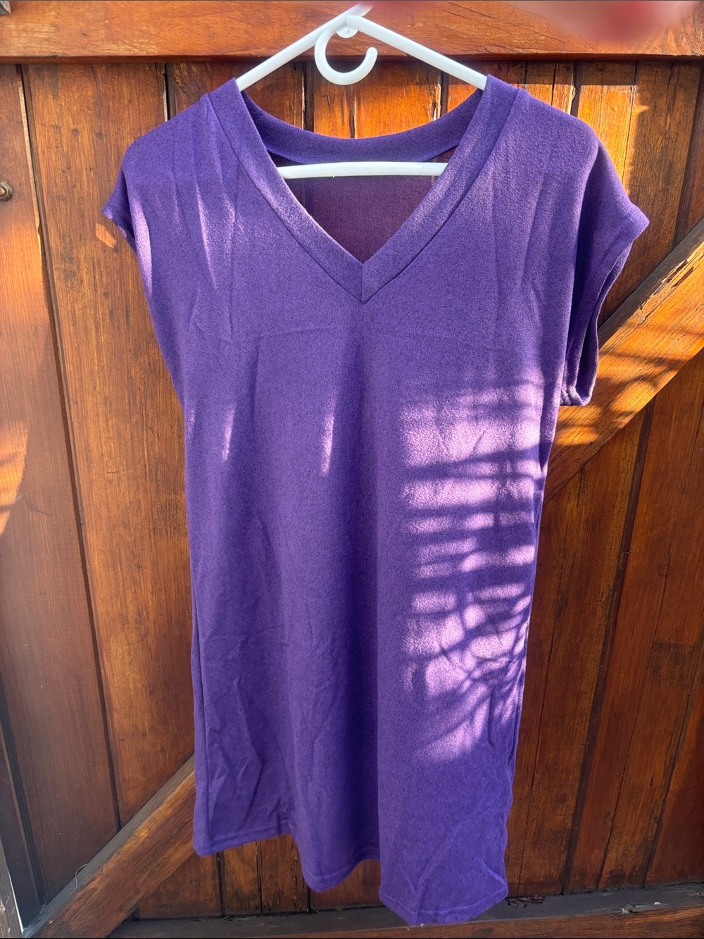 SHEIN Deep Purple V-Neck Midi Dress